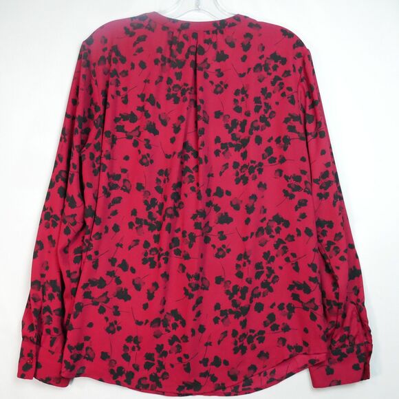 Simply Vera Verawang Top Womens Size L Red Floral  Long Sleeve Pull Over Blouse - Picture 8 of 13